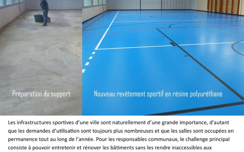 Parquet sportif poncé et vitrifié