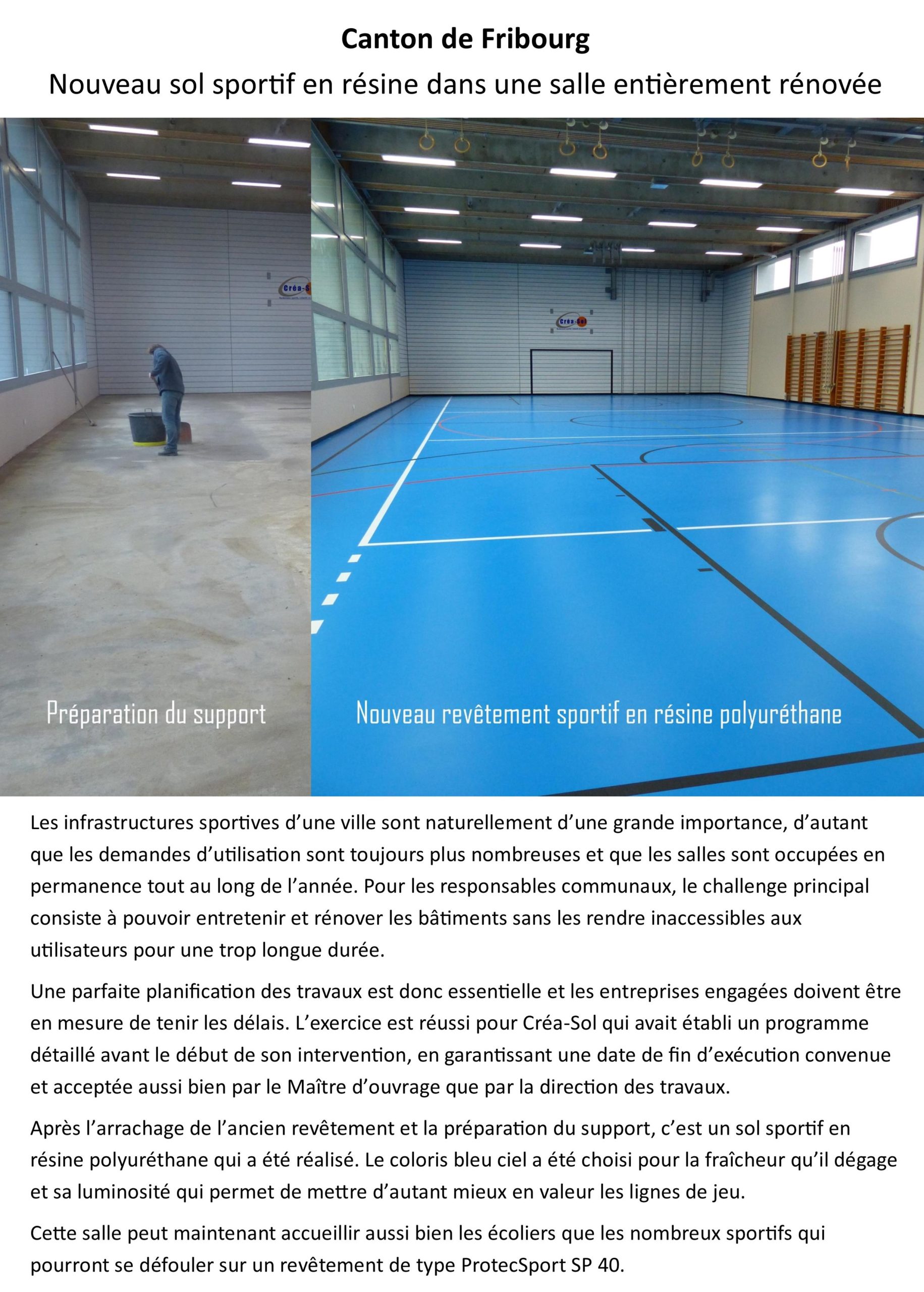 Parquet sportif poncé et vitrifié
