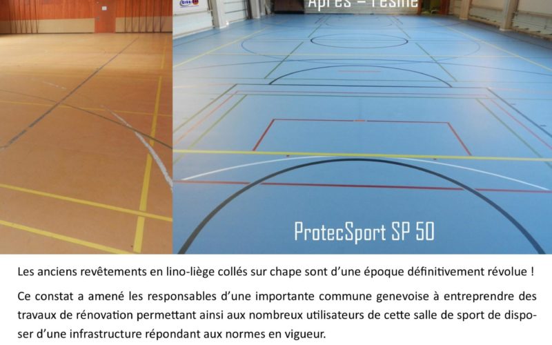 Sous-construction bois d'un sol sportif mise à nu pendant les travaux