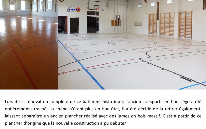 Sol sportif en résine posé dans un bâtiment existant