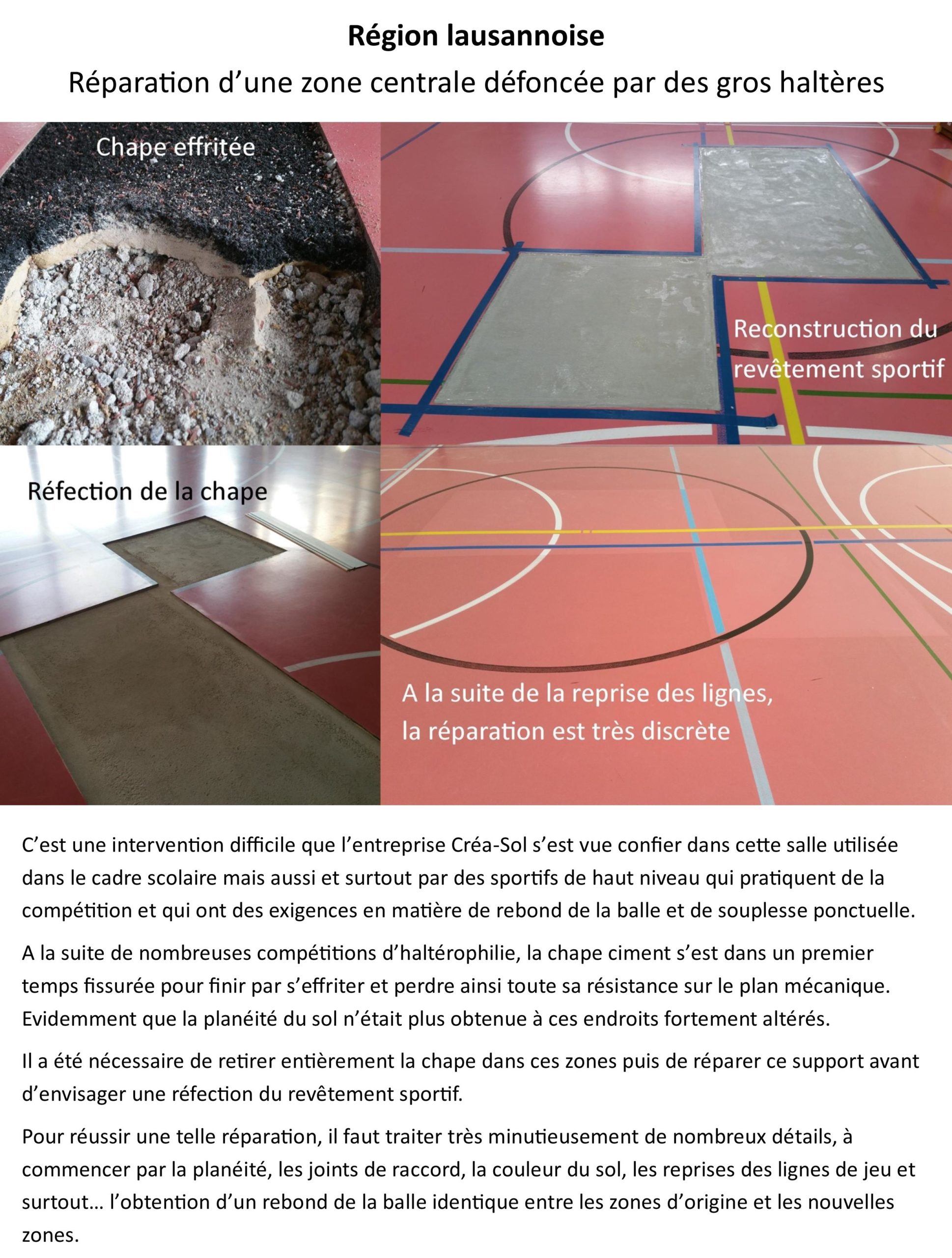 Préparation de la zone à réparer
