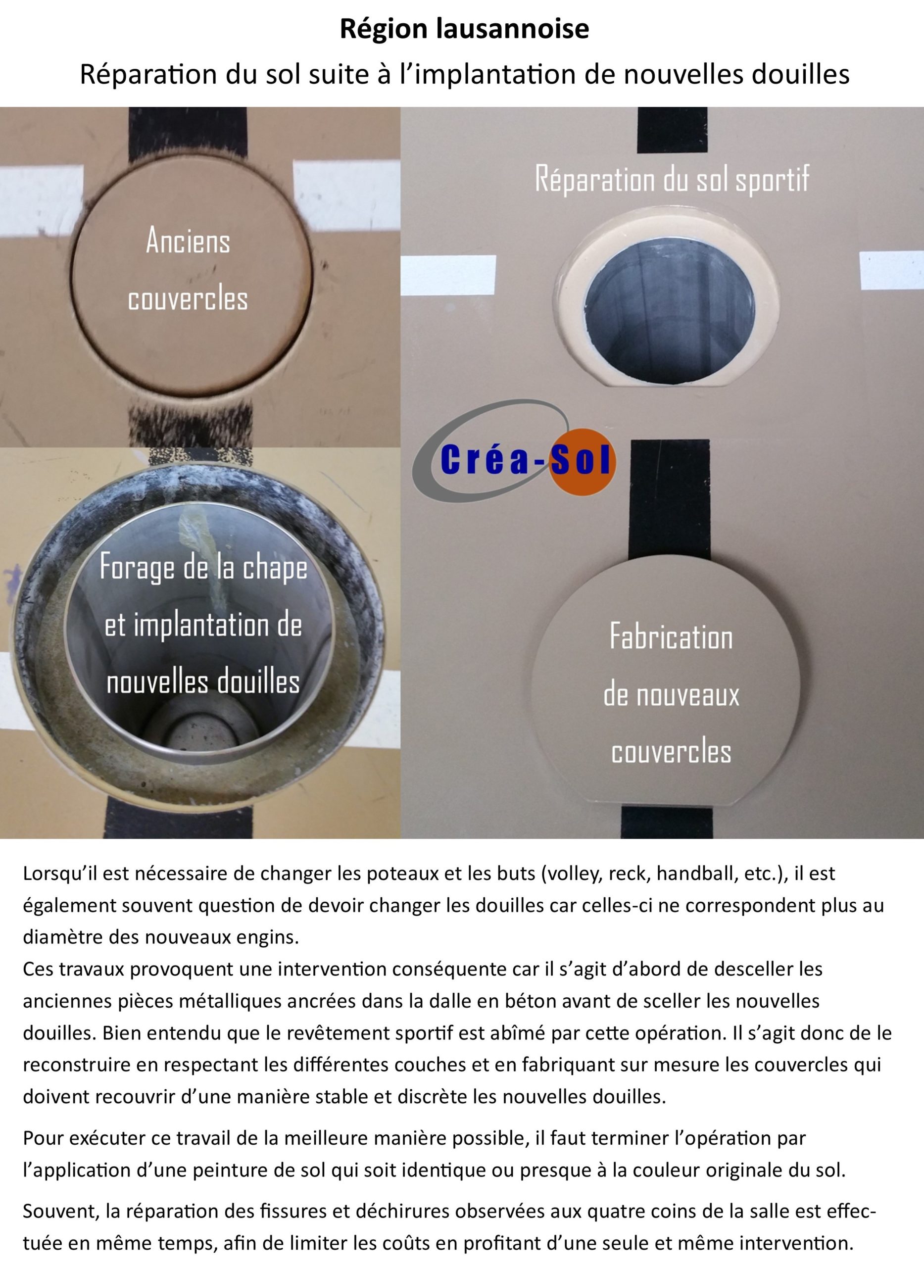 Réparation localisée raccordée au revêtement existant