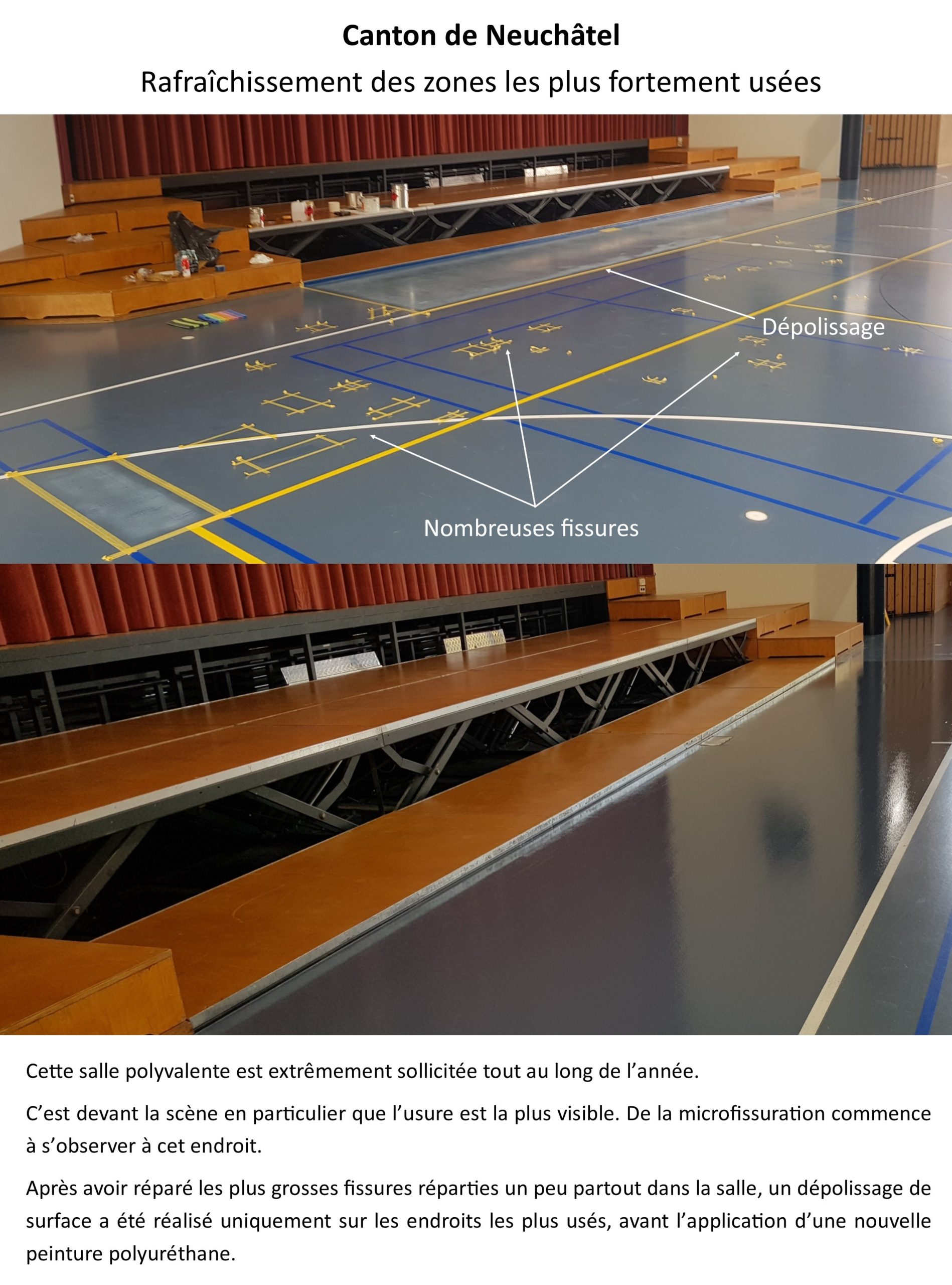 Détail d'un raccord de résine